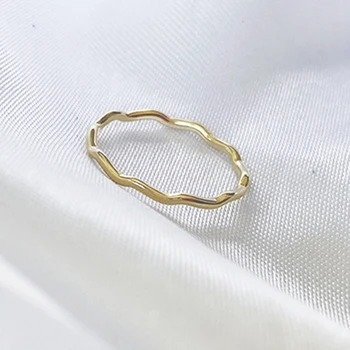 14K זהב מלא גל הטבעת שברון מעגל הטבעת מינימליזם תכשיטי זהב Anillos Mujer Bague פאטאל בוהו Aneis הטבעת לנשים