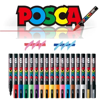 1pcs Uni פוסקה צבע עט סימון PC-3M 24 צבעים, בסדר נקודה 0.9-1.3 מ 
