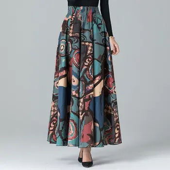 2023 אביב קיץ חצי אורך חצאית גבוהה המותניים ספרות רטרו בסגנון הלאומי בינוני אורך קו החצאית קוריאני נשים בגדים