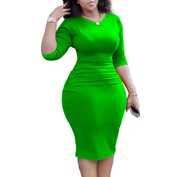 2023 אפריקה שמלות עבור נשים אלגנטי הקיץ לנשים אפריקאיות 3/4 שרוול פוליאסטר אדום ירוק אורך הברך שמלת אפריקה בגדים