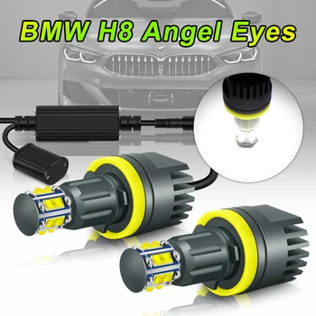 2Pcs H8 LED אנג ' ל עין הילה הטבעת Canbus שגיאה חינם 6000K 4800LM אורות הערפל H8 פנסי עבור BMW E60 E61 E63 E90 E92 E93 X5 X6
