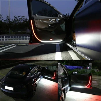 2pcs דלת המכונית רצועת LED אורות הפנים דלת המכונית אורות,זרימה+מצב ההבזק תאורה, תפאורה, מהבהבים בטיחות צד האור.