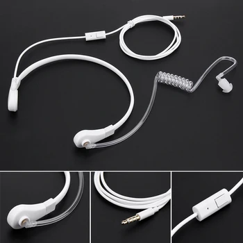 3.5 mm מיקרופון גרון מיקרופון אוזניות סמויה אוויר צינור אוזניה אוזניות עבור iPhone, דמוי אדם לבן.