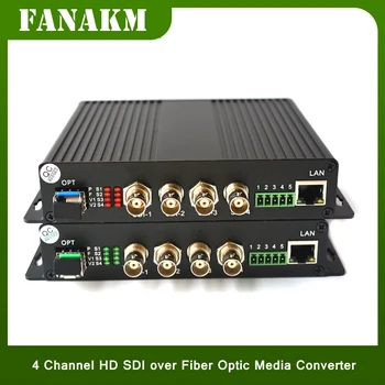 4 ערוצים HD-SDI על סיבים אופטיים תקשורת ממיר,וידאו, אודיו Ethernet על סיבים עם 2SFP מודול אופטי LC HD SDI מצלמה