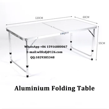 4Ft אלומיניום מתקפלים, שולחן פלסטיק לבן גובה מתכוונן פיקניק, קמפינג שולחן לעכב את השולחן.