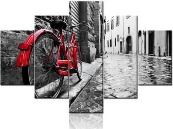 5 לוח Laege שחור לבן בסגנון רטרו-וינטג ' רד אופניים הדפסה הדפסת תמונות תמונות ציורי קיר אמנות עיצוב הבית לא ממוסגר