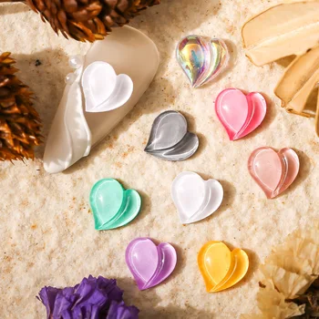 50pcs/חבילה אפרסקים בצורת לב תחתית שטוחה חמוד 3D שקוף מבריק קסם צבע קישוט אמנות ציפורן מניקור DIY אביזרים