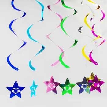 6pcs/lot התקרה תלוי מערבולת קישוט עם כוכבים מתכתי עבור החתונה השנה החדשה מסיבת יום הולדת קישוט מקלחת תינוק עיצוב
