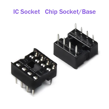 8-pin חור מרובע לטבול IC שקע דיפ-8 שבב Pin שקע/בסיס אלקטרוניים, מעגלים משולבים מחבר PCB המעגל.