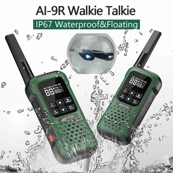 Airiton AI-9R IP67 עמיד למים ווקי טוקי צף רדיו דו-כיוונית חירום SOS מנורת פנס טווח ארוך נטענת רדיו