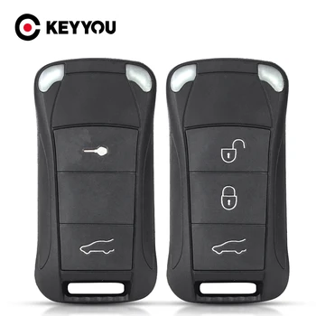 KEYYOU 2/3 כפתורים הפוך קיפול מרחוק מפתח הרכב תיק מעטפת עבור פורשה קאיין GTS Panamera טורבו קררה 2003+