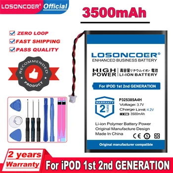 LOSONCOER העליון מותג 100% חדש P325385A4H 355080 סוללה עבור iPOD 1 דור 2 MP3 MP4 P325385A4H M8541 W082 סוללות