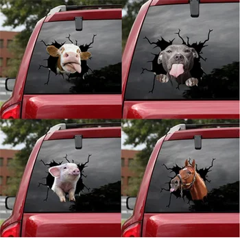 N525# מדבקות לרכב אוהב חיות סגנון רכב אביזרים רכב מדבקות סוס מדבקות רכב חזיר מחמד המדבקה מדבקת החלון