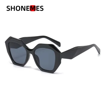 ShoneMes Oversize מצולע משקפי שמש נשים גברים בציר עיצוב בצורת סדיר חיצוני הגנת UV400 משקפי שמש עבור יוניסקס