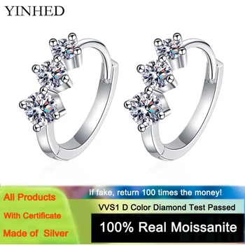 YINHED 925 כסף סטרלינג Moissanite עגילים לנשים אמיתי D צבע VVS1 יהלומים עם הגר 