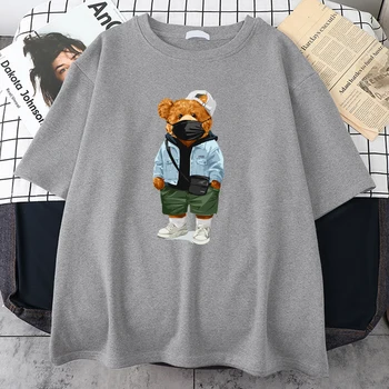 אופנתי ילד הדוב לובש Maskcotton חולצות היפ הופ צוואר עגול טי Topcreativity טי העליון Harajuku אדם פרטי חולצת טי