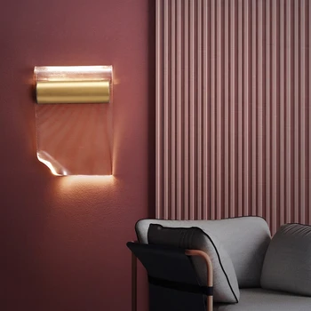 אורות תליון הוביל פמוט קיר עבור חדר השינה המודרני זהב קישוט הבית מנורת הסלון יוקרה אקריליק מקורה עיצוב יצירתי