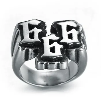 אירופאי ואמריקאי גברים פאנק דיגיטלי 666 טבעת טיטניום פלדת טבעת תכשיטים הסיטוניים