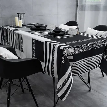 אירופה תעשייתית שחור לבן פשוט מפת שולחן מפת שולחן מלבני תה מפת שולחן דקורטיבי מפת שולחן למסעדה