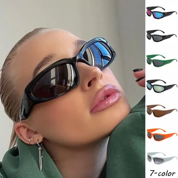 אישה משקפי שמש פופולרי פאנק משקפיים ספורט ייחודי, משקפי שמש גברים UV400 משקפי גוונים במראה צבעוני משובח Y2k Eyewear
