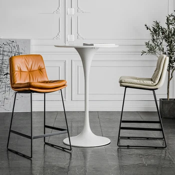 בסגנון נורדי סלון עור בר הכיסא המשפחה אור יוקרה ברזל גבוהה צואה קפה אירופאי מודרני פשוט נוח מוצרים