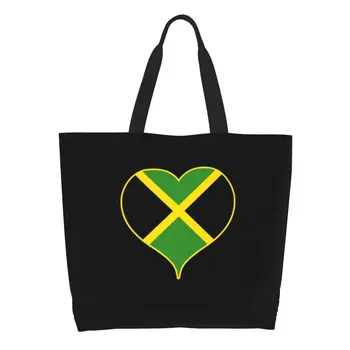 ג 'מייקה דגל ג' מייקה לב מצרכים קניות שקיות נשים גאווה פטריוטית בד קונה תיק כתף גדול קיבולת התיק.