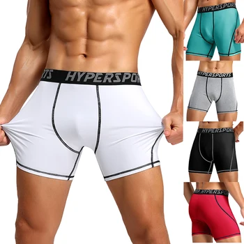 גברים מכנסיים קצרים דחיסת כושר תחתונים מכנסי ריצה, ספורט אימון מהיר ייבוש ישבנים