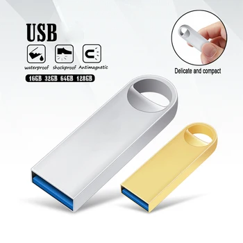 הזהב USB Flash Drive 64GB מיני כונן עט מים הוכחה מתכת מקל זיכרון יצירתי מתנות עסקיות התקני אחסון דיסק U