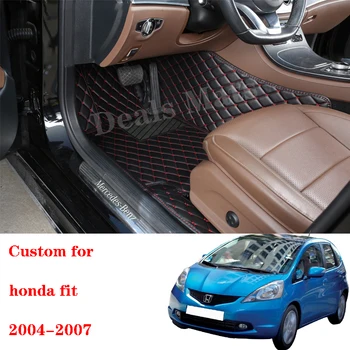 המכונית מחצלות עבור הונדה Fit 2004 2005 2006 2007 מותאם אישית עור עמיד למים פרטים בפנים שטיחים אוטומטי הרגל רפידות ואביזרים