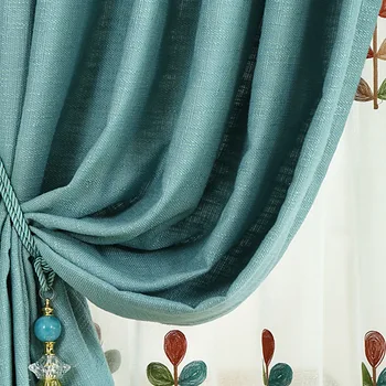 וילון בד לחדר השינה חצי צל פרחים רקומים חלון צרפתי וילונות Cortinas הסלון קורטינה מודרני טול
