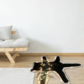 חג המולד נגד החלקה שאגי, שטיח שטיח חתול שחור בצורת שטיח הרצפה עם רצועת אור עבור סלון, חדר השינה, חדר האוכל