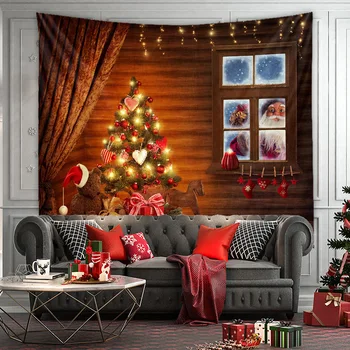חג המולד רקע שטיח האח ציור Featival עץ קישוט ידידותי לסביבה הדפסת אמנות הקיר תלויה בד