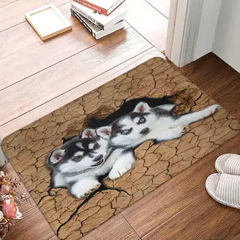חמוד כלב האסקי סיבירי גורים שטיח מודרני רך השירותים הכניסה שטיח הרצפה בבית שטיח מחצלת דלת חיה נגד החלקה לשטיח אמבטיה
