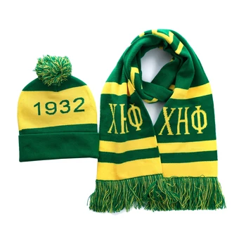 ירוק צהוב סיעוד אחוות נשים מועדון 1932 XHO סימן צ ' י הגעה Phi Soror צעיף כובע סטים לנשים.