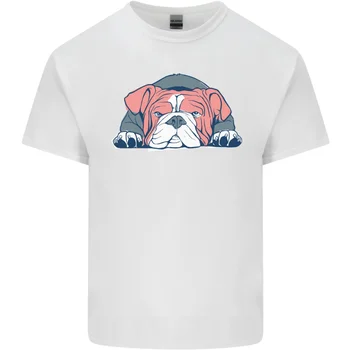 כלבי בולדוג אנגלי Mens כותנה חולצת טי למעלה