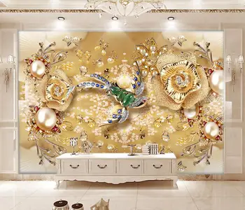 מותאם אישית האירופי תכשיטי יהלומים פרח קיר טפט 3D ציור קיר הסלון קישוט חדר השינה אמנות קיר התמונות ניירות