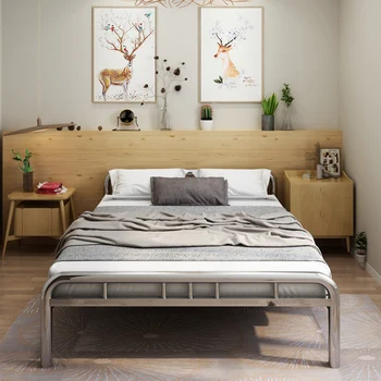 מעובה אל חלד 304 המיטה 1.51.8 מ ' יחיד, מיטה זוגית מודרנית פשוטה השינה השכרת חדר ברזל מיטה זוגית