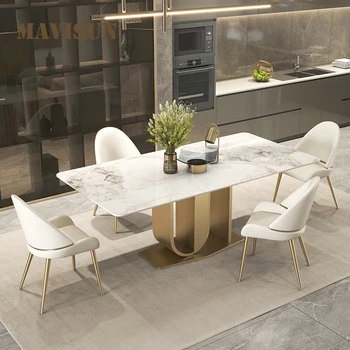 מעצב 2022 חדש בהיר לוח שולחן האוכל האור יוקרה מודרני מינימליסטי High-end המסעדה הביתה מלבני מייבל השולחן
