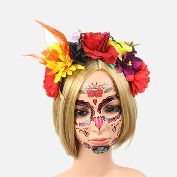 מקסיקני פרח הכתר בגימור Dia de los muertos ראש מסיבת תחפושות
