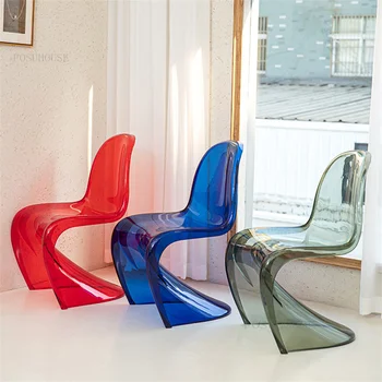 נורדי פלסטיק כסאות אוכל מודרניים אקריליק שקוף האוכל הכיסא יצירתי קריסטל צואה משענת הכיסא ריהוט חדר האוכל