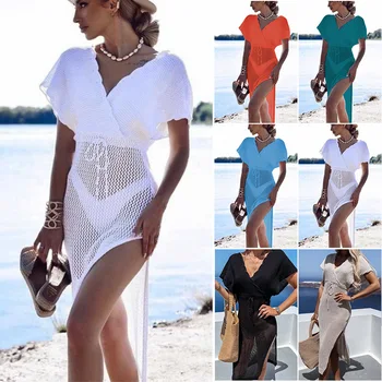 נשים בגדי ים שמלת קיץ ביץ ' סרוגים חיפוי-בגדים