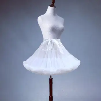 נשים תחתונית טול באורך הברך חצאית אלסטית חגורת שיפון Hoopless קרינולינה לנשף מסיבת תחפושות קוספליי