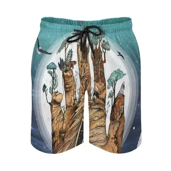 סטארגייט גברים החוף של מכנסיים קצרים בגד ים עם כיסים רשת רירית גלישה סטארגייט ידי חיות פרא החלום הכחול צבי דוב קוטב