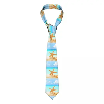עניבה לגברים רשמית רזה עניבות קלאסיות גברים של כוכב ים עם צדפים על החוף החולי החתונה לקשור ג ' נטלמן צר