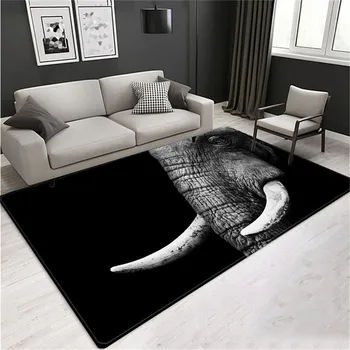 פיל 3D חיה שחורה השטיח לעיצוב הבית השטיח בסלון במסדרון שטיחון למטבח שירותים החלקה הרצפה מחצלת השינה Footpad