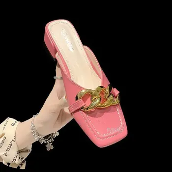 קיץ נשים פרדות נעלי בית נעלי אישה 2021 מזדמן לרפואה העקב הבוהן סגורה פרדות מוצק צבע פראי כפכפים חיצונית שקופיות סנדלים