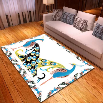 קריקטורה 3D מודפס שטיח נוצת טווס תבנית עיצוב הבית שטיחים עבור הסלון, חדר השינה, מחצלות חדר ילדים לשחק שטיחים שטח