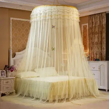 תלוי כיפה רשת יתושים וגם בצפיפות גבוהה קומה הנסיכה ארמון דוחה יתושים עגולה המיטה וילון