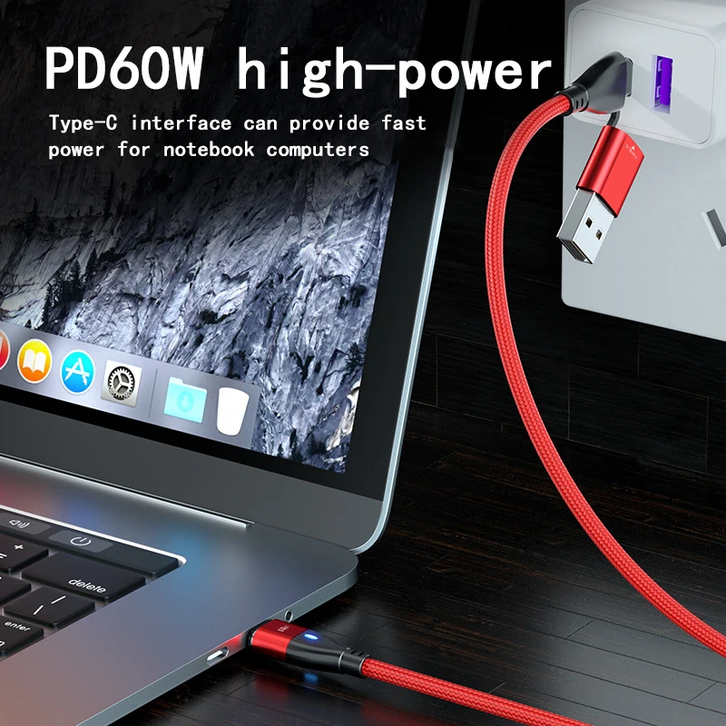 6 ב1 PD60W מהיר טעינת כבל נתונים החלים סוג אנדרואיד-c Apple כבל נתונים USB 3 מגנטי היניקה ראש 18W מתאם