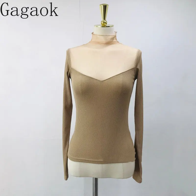 Gagaok Y2k העליון נשים סקסי חולצה 2022 אביב הקיץ החדש טלאים גולף Tees אופנה אופנת רחוב מלא קוריאנית Pullovers
